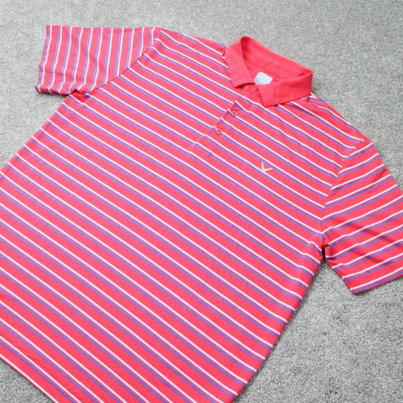 Callaway Opti-Dri Polo Shirt Men XL Pink/Blue Golf Stretch Short Sleeve Pullover - Picture 3 of 12